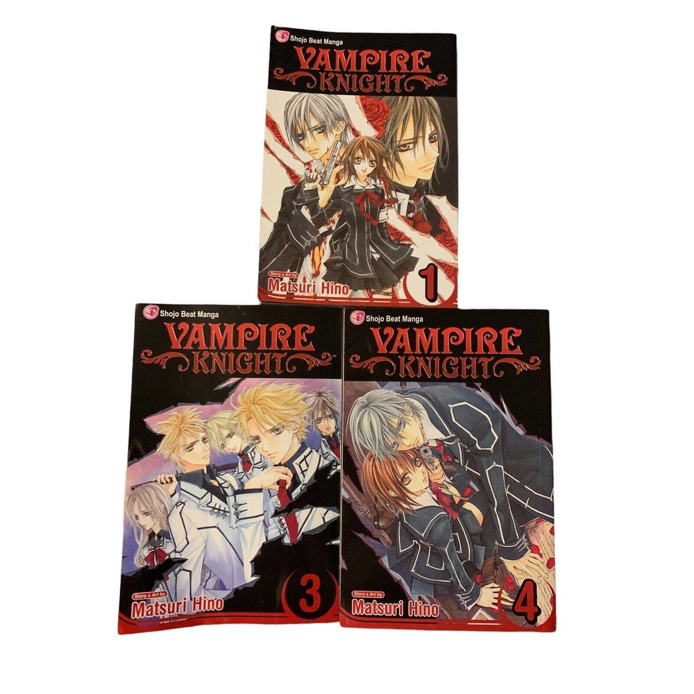 Lot of 3 Vampire Knight Shojo Beat Manga Graphic Novel Matsuri Hino 1, 3, 4